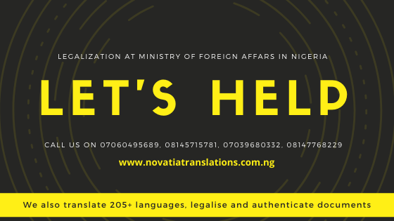 legalisation of documents at the ministry of foreign affairs in Nigeria